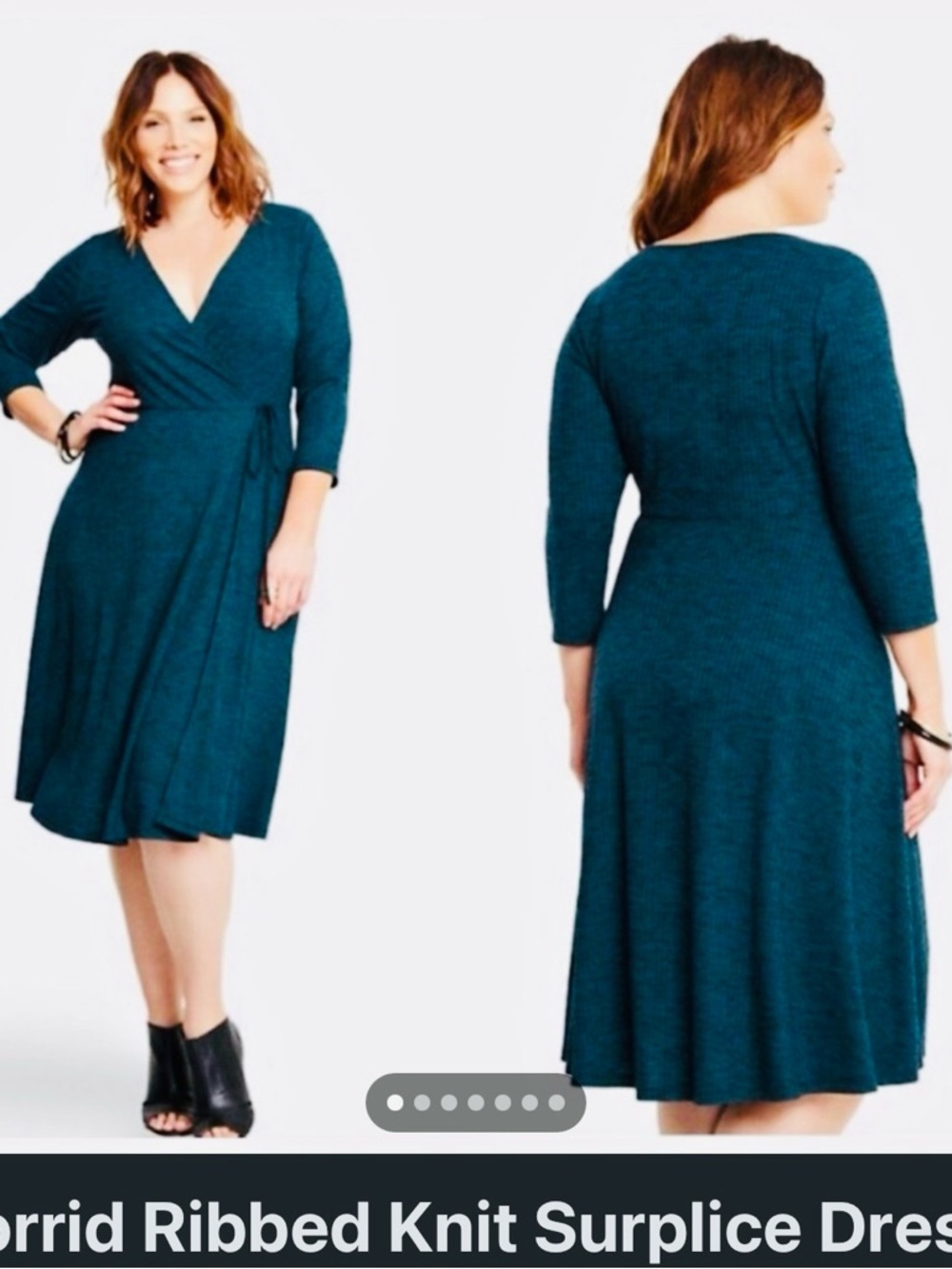 torrid Teal Ribbed Knit Surplice Midi Dress